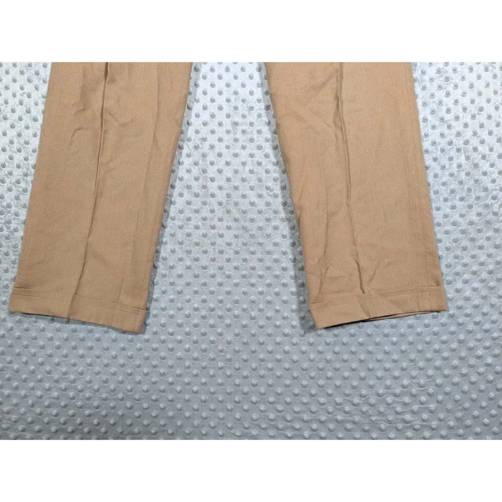 VTG Polo Ralph Lauren Pleated Herringbone Trouser Men 36x31* Beige Cotton Cuffed